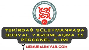 Tekirdağ Süleymanpaşa Sosyal Yardımlaşma 11 Personel Alımı Yapacak
