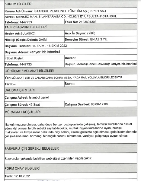 İSPER İstanbul Personel Yönetim 38 Personel Alımı