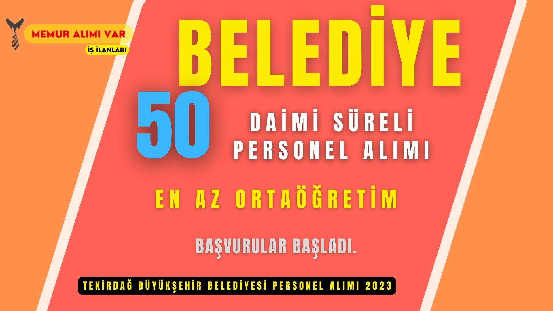 Tekirdağ Büyükşehir Belediyesi 50 Personel Alımı 2023 Başvuru Sayfası